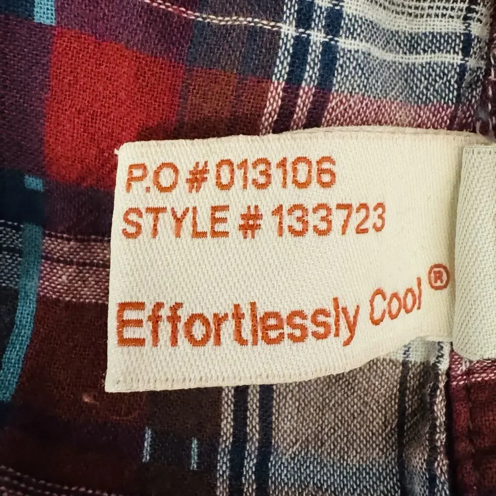 Carbon2Cobalt Men XL Cotton Button Shirt Long Sleeve‎ Blue Check Red Plaid Lined